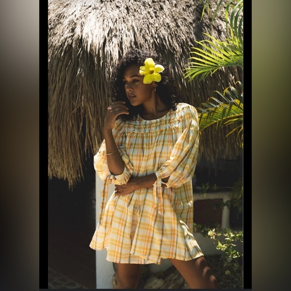 Daughters of India Freya Dress ~ Honeycomb Plaid S - Picture 1 of 4